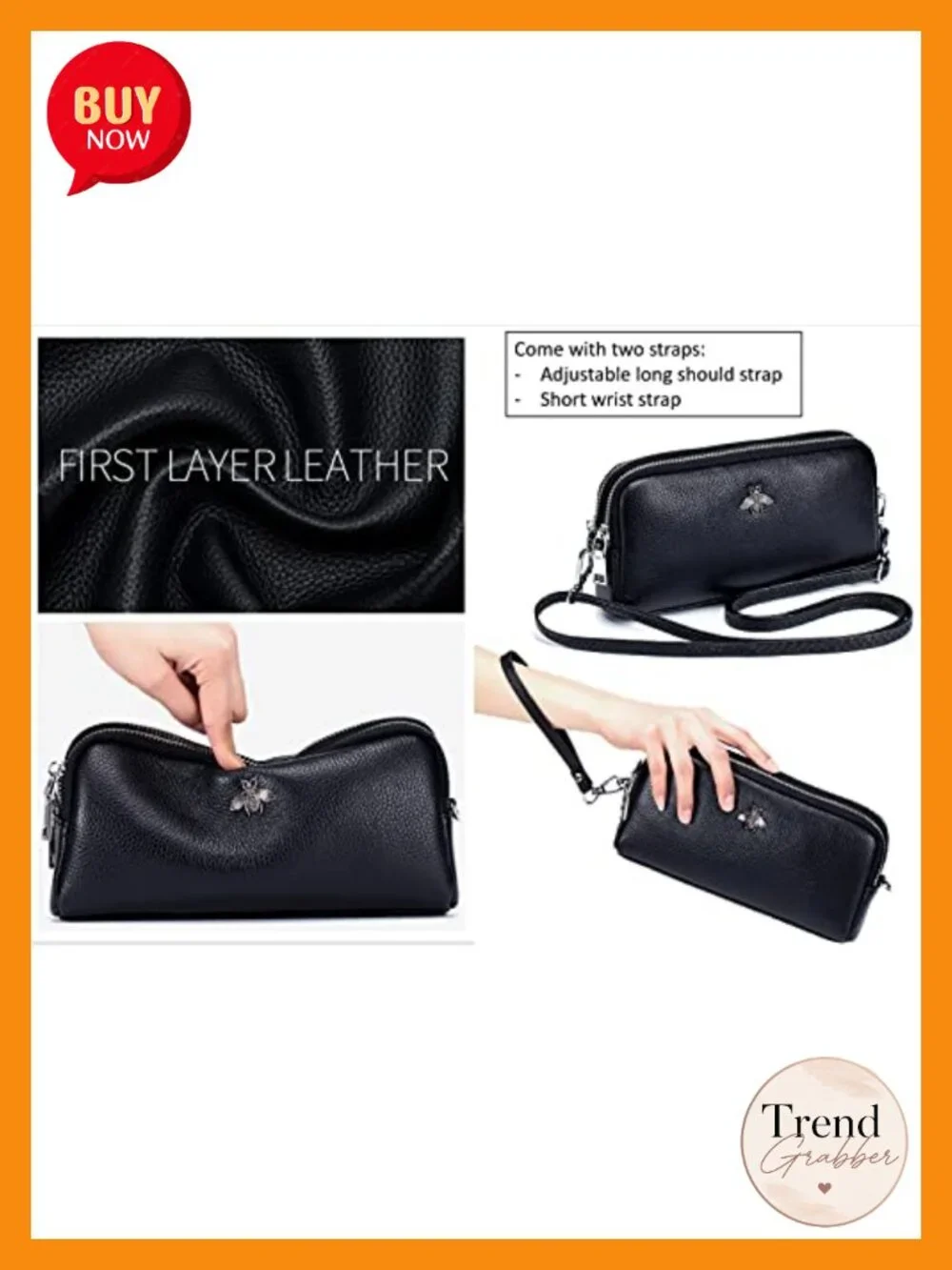 Genuine Leather Touch Screen Phone Bag Wristlet Handbag Wallet